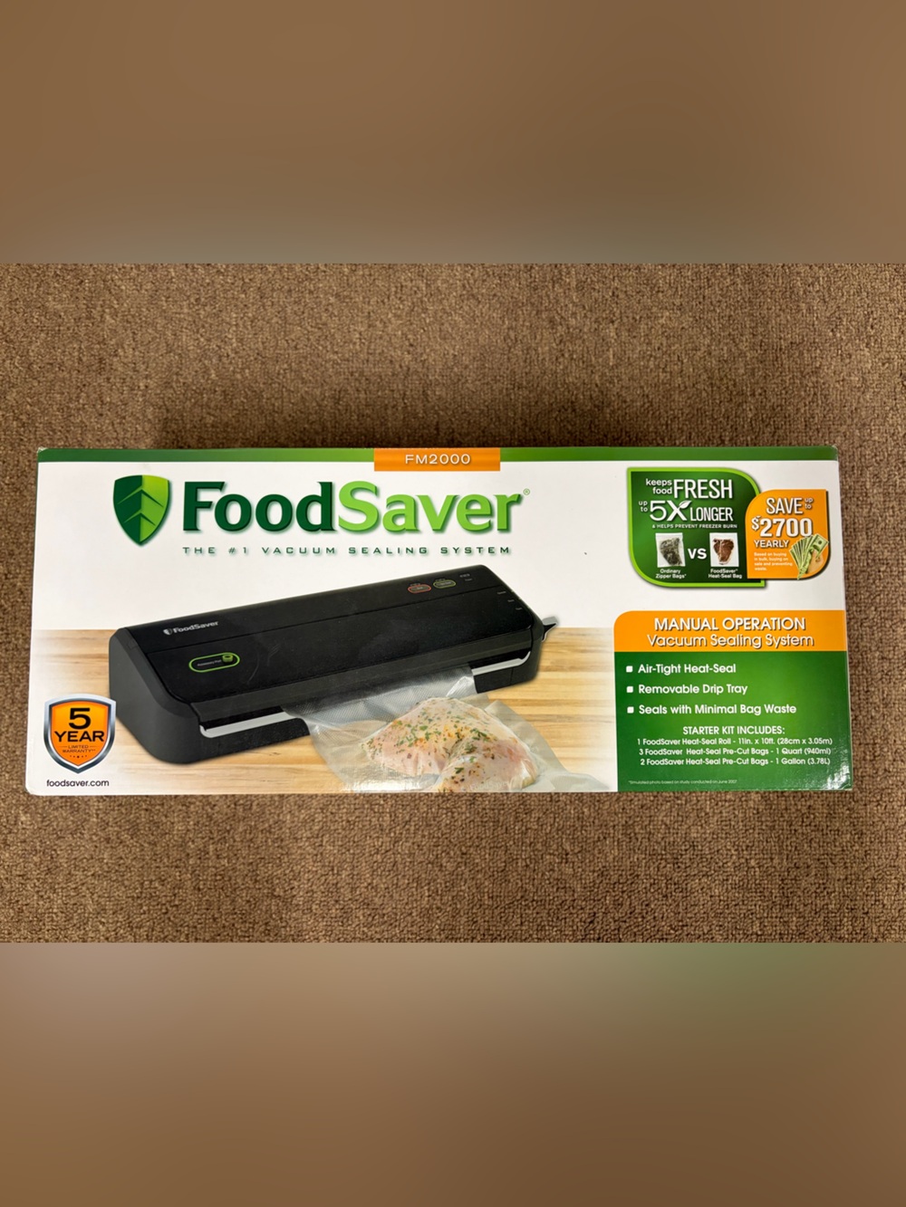 FoodSaver FM2000 Manual Vacuum Sealing System - Black